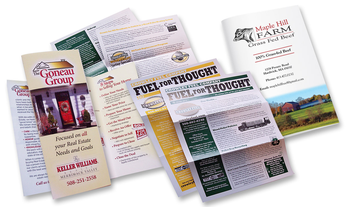 Full color printed company newsletters for direct mail.