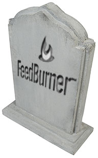 feedburner logo on headstone